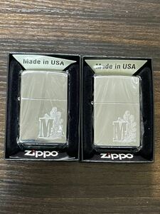 zippo Marlboro feather 2点セット 限定品 マルボロ 2008年製 silver 羽 前面ワンポイントデザイン タバコ銘柄 デットストック