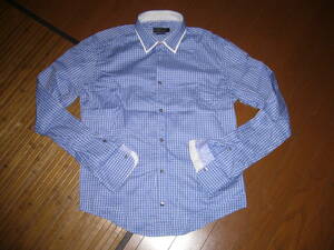 546-77♂：ZARA MAN ザラ マン　二重襟　BDドレスシャツ　長袖　サイズ．S　色．青　　ポルトガル製