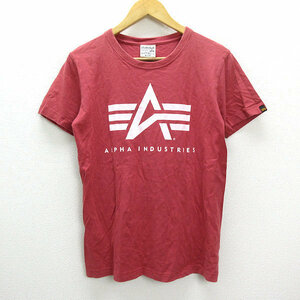 Z■アルファ/ALPHA ビッグロゴプリントTシャツ■赤茶系【メンズM】MENS/35【中古】■