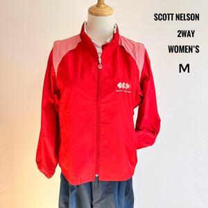 未使用　秋服　scott nelson レディース　ウィンドブレーカー 　ゴルフウェア　2way ジャケット　M レッド