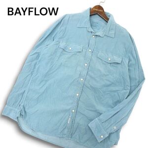 21AW★ BAYFLOW ベイフロー 秋冬 長袖 コーデュロイ ワーク シャツ Sz.4　メンズ 水色 青系　C4T09275_A#B