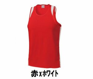 新品 陸上 ランニング シャツ 赤xホワイト Sサイズ 子供 大人 男性 女性 wundou ウンドウ 5510 送料無料