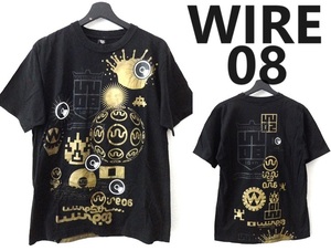 2008年製/WIRE 08:ワイアー 08/10周年記念モデル/オフィシャル プリント Tシャツ/黒/L/電気グルーヴ 石野卓球 ケンイシイ テクノ ハウス