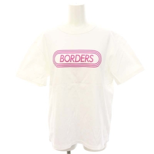 ボーダーズアットバルコニー BORDERS at BALCONY ロゴプリントTシャツ カットソー 半袖 38 白 ホワイト ピンク /DF ■OS レディース