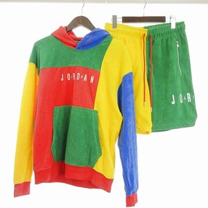 ナイキ NIKE 美品 ジョーダン セットアップ パーカー フーディ ショーツ パンツ パイル地 コットン CJ6084-480 マルチカラー S メンズ