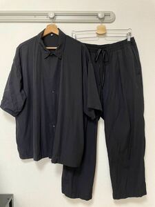 ★即完売 2023 SS MUJI LAB 最初期 尾花大輔 デザイン 風を通すシャツ 風を通すパンツ セットアップ XL 黒 ブラック１番人気 無印 原研哉★