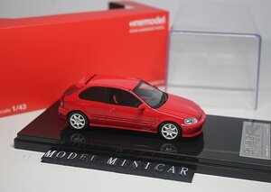 ▲入手困難！Red！世界限定！OneModel 1/43 ホンダ Honda Civic シビックType R タイプ R 無限 EK9 Resin Model ONE MODEL