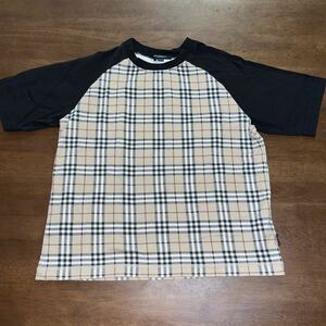 【BURBERRY／バーバリー】半袖Tシャツ　140㎝　ノバチェック　ホースマーク刺繍　中古　ベージュ