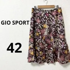 GIO SPORT ジオスポーツ　花柄フレアスカート　パープル　42 総柄　麻