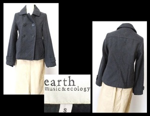 【029-18】earth music&ecology★チャコールグレーW仕様ジャケットコート/Sサイズ