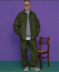 1回着 graphpaper COTTON LINEN MOLESKIN MILITARY JACKET size2＋ Parachute Pants size F セットアップ BLACK グラフペーパー