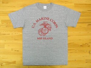 U.S. MARINE CORPS 杢グレー 5.6oz 半袖Tシャツ 赤 XL ミリタリー USMC海兵隊 マリーン