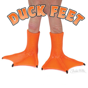 ダック フィート Duck Feet 左右ペア アヒル 指にはめる おもちゃ ミニチュア 手 足 指人形 小道具 指 遊び