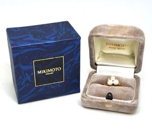 1円〜!!MIKIMOTO(ミキモト)テリ抜群!!●K18 アコヤ本真珠/天然ダイヤモンドリング●D 約3.7g pearl パール jewelry 指輪 ring EC7/EC7B20