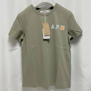 M 新品 A.P.C. × カーハート コラボ 限定 ロゴ Tシャツ カーキ アーペーセー APC × CARHARTT WIP コラボT fire T Shirt ファイア TEE