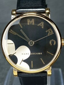 超美品 箱付き MARC BY MARC JACOBS マークジェイコブス MJ1619 アナログ クォーツ 腕時計 ブラック ゴールド レザーベルト 新品電池交換済