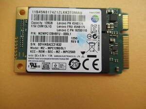 ♪♪ 【即決】SAMSUNG MSATA SSD 128GB MZ-MPC1280/0L1♪♪使用時間:21593H♪♪