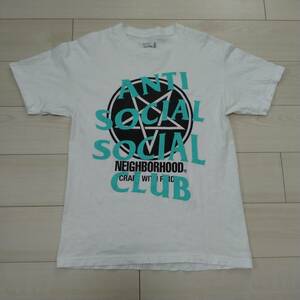 neighborhood★anti social social club★ダブルネーム★コラボs/s T★assc★Tシャツ★サイズM★ホワイト×グリーン★ネイバーフッド