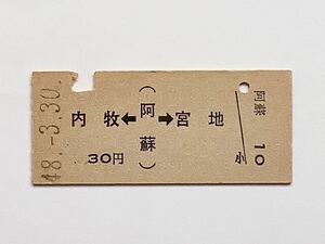 【希少品セール】国鉄 両矢印乗車券(内牧←阿蘇→宮地) 阿蘇駅発行 7786