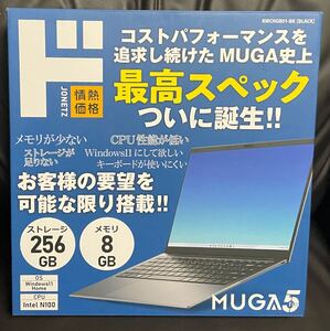 未使用 MUGA ストイック PC5 N100搭載 14インチ液晶 RWCHGB01-BK[BLACK]