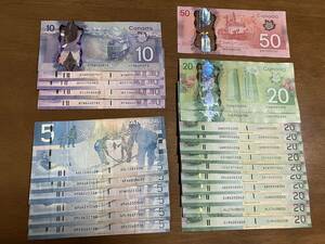 CAD　カナダ紙幣と硬貨　合計380.09カナダドル