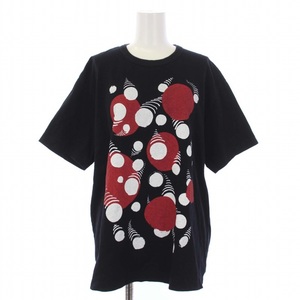 コムデギャルソンブラック COMME des GARCONS BLACK Tシャツ カットソー 半袖 クルーネック プリント XL 黒 ブラック /BB レディース