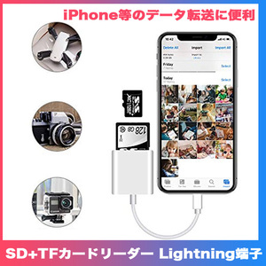 ★送料無料★【12ZA】SDカードリーダー 2in1 iPhone iPad データ転送 動画転送 ライトニング SD TF