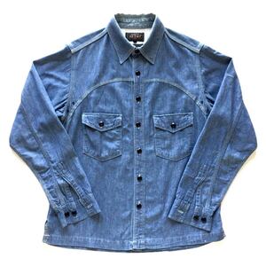 BEAMS PLUS Work chambray shirt ビームスプラス ワーク シャンブレーシャツ Sサイズ 三本針 トリプルステッチ ストレインプルーフヨーク