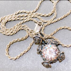 新品 エランヴィタール シルバー925 ホワイトトパーズ 薔薇 ネックレス ローズ sterling silver rose necklace white topaz chain 銀 Y2K