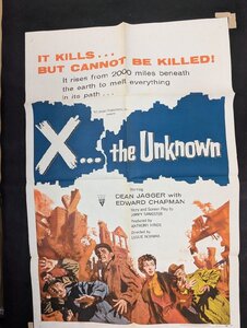 長E161/US版1sh 映画ポスター【 X the Unknown 】(怪獣ウラン)監督 レジー・ノーマン/ORG 57/33/1円～