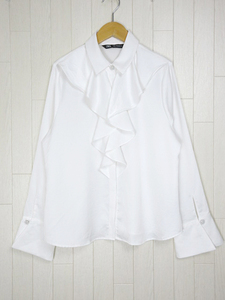 ザラ ZARA ブラウス ジャボフリル パールビーズボタン 7969/230 ホワイト size M レディース