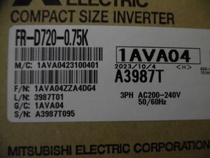 三菱電機 インバータ FREQROL FR-D720-0.75K 2023年10月4日製造 国内より落札当日発送可 新品 未使用 ６ヶ月保証
