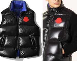 17,6万【MONCLER モンクレール 新品*国内正規品】限定品◇洒脱配色&特別ワッペン◇シーズンレスの最強アウター,汎用性最強な黒ダウンベスト