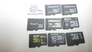 新入荷　Gigastone　BUFFALOなど　microSDHCメモリーカード　16GB　9枚セット　中古動作品