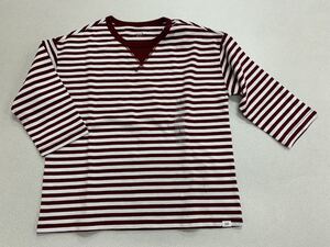 ■ＧＡＰ■新品■140■ギャップ■白Ｘあずき色■ボーダー■人気４部袖Ｔシャツ■ＵＳＡ■1-1