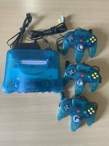 N1461/ NINTENDO 64 本体 NUS-001 クリアブルー NUS-005 NUS-002 ケーブル　セット　通電確認のみ