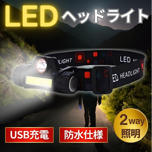 LEDヘッドライト LEDヘッドランプ 充電式 防水 キャンプ アウトドア 防災グッズ ヘッドランプ ヘッドライト 災害 避難 送料無料 匿名配送