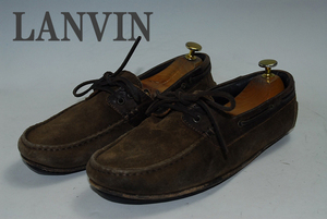 厳選！海外買い付け！DS8779★最高傑作！名作★名品★高級革！★ランバン・LANVIN★2ホール/スエード/茶黒/LOW/27㎝ ポルトガル製