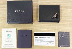 送料無料◆PRADA/プラダ SAFFIANO TRIANG コインケース /2MM935 NERO サフィアーノレザー 中古品ランクS（新品同様） 札幌市発