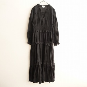 エトワールイザベルマラン ETOILE ISABEL MARANT *ピンタックティアードドレス*34ブラックインナー付き綿(2-2410-400)【71K42】