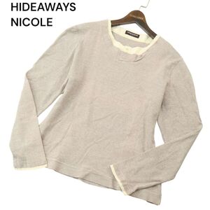 HIDEAWAYS NICOLE ハイダウェイ ニコル レイヤード風★ カットオフ 長袖 ボーダー カットソー ロンTシャツ Sz.46　メンズ　A4T00991_1#F