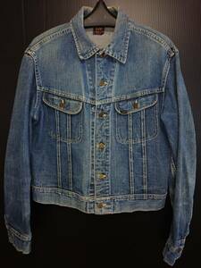 50s オリジナル 当時物 Lee 101-J デニム ジャケット 42 リー 赤タグ インディゴ 縦落ち ビンテージ DENIM Gジャン 検 リーバイス 507 506 