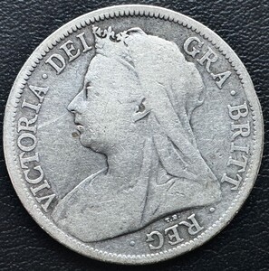 ヴィクトリア女王 1899年 ハーフクラウン銀貨