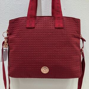 ☆43−1482 極美品 Kipling キプリング トートバッグ 2way ショルダーバッグ ジオコレクション エンボス加工 赤系 レッド系 レディース 