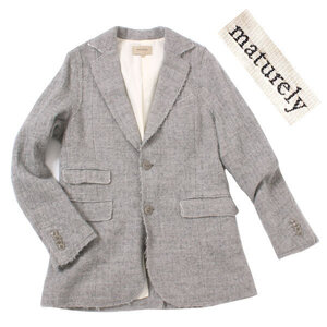 maturely マチュアリー Cut Off Tweeds Jacket リネンウール ツイードジャケット 定価32,000円 size0 グレー 13-16-0264-803