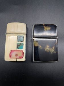 G241 ZIPPO オイルライター 喫煙具 火花確認 象牙風 玳瑁風 2点