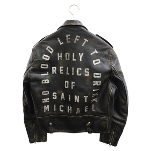 SAINT Mxxxxxx セント マイケル ×Schott 20AW Leather Jacket レザーライダースジャケット ブラック