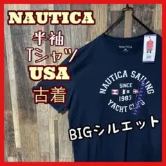 ノーティカ メンズ プリント ネイビー 2XL USA古着 半袖 Tシャツ