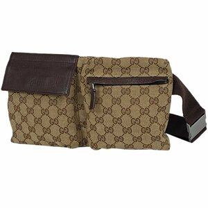 グッチ GUCCI GG柄 ウエストバッグ ウエストポーチ ボディバッグ GGキャンバス ブラウン 28566 レディース 【中古】