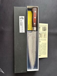 堺孝行 槌目ダマスカス VG10割込み 33層 剣型三徳 180mm